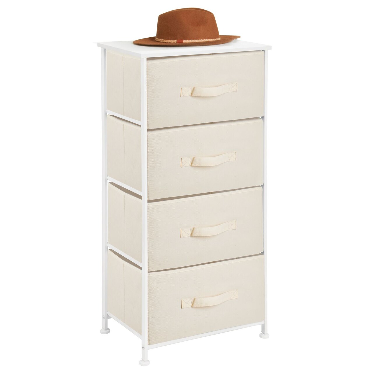 mDesign Tall Dresser Storage Tower Stand with 4 Fabric Drawers